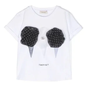 T-SHIRT TWINSET STAMPA GELATI INSERTO TULLE