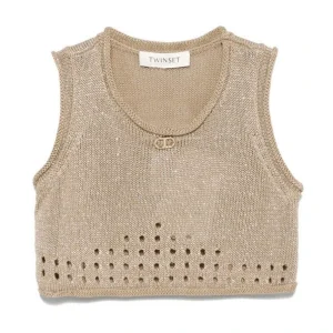 TOP TWINSET IN FILO LAMINATO  ORO