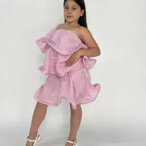 Abito Bambina Volant rosa lilla