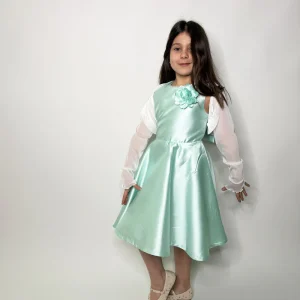 Abito Bambina Elegant fiore verde acqua