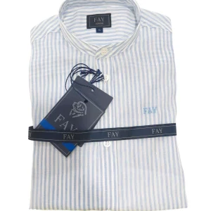 CAMICIA FAY LINO RIGHE BIANCA/CELESTE