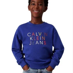 FELPA CALVIN KLEIN BLU LOGO COLORATO