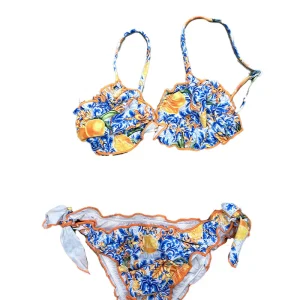 Costume Bambina Amalfi bianco azzurro