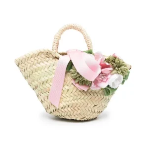 BORSA COLORICHIARI IN PAGLIA CON FIORI