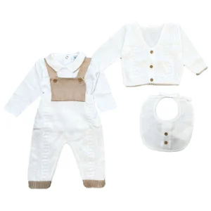Corredino Neonato Unisex Salopette bianco beige