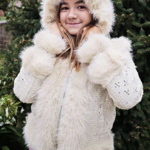 Ecopelliccia Bambina Cappuccio beige