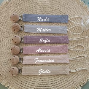 Catenelle ciuccio Personalizzate in Cotone -  con Stampa o Ricamo