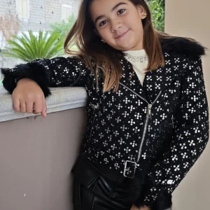 Ecopelliccia Bambina chiodo nera