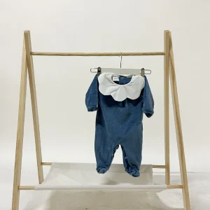 Tutina Neonato ciniglia blu jeans