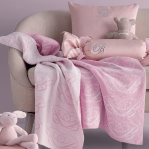 COPERTA DOPPIA B ROSA IN LANA