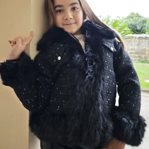 Ecopelliccia Bambina Melange nera
