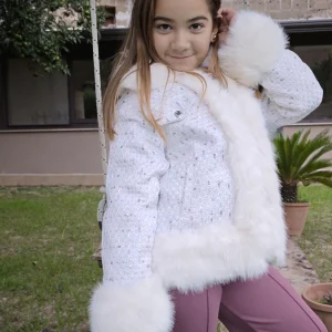 Ecopelliccia Bambina Melange bianca