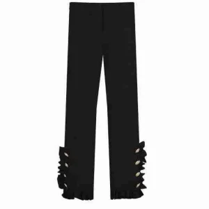 PANTALONE NERO CON RUCHES E BOTTONI