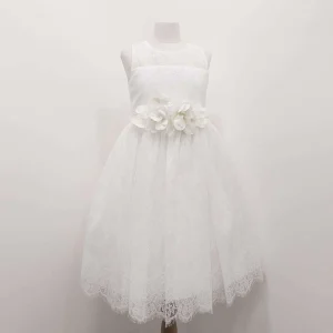 ABITO COLORI CHIARI IN PIZZO CON FIORI VERDE