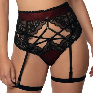 Reggicalze Elisif pizzo nero e bordeaux