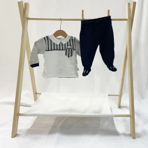 Clinico Neonato Orsetto righe blu e grigio