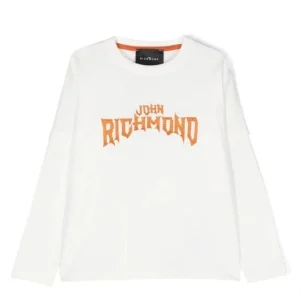 T-SHIRT RICHMOND BIANCA  LOGO RICAMATO ARANCIO