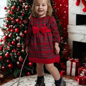 Abito Neonata Fiocco tartan rosso